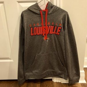 Like New Champion Cardinals Louisville Heather Grey / Red Hoodie (Adult medium)